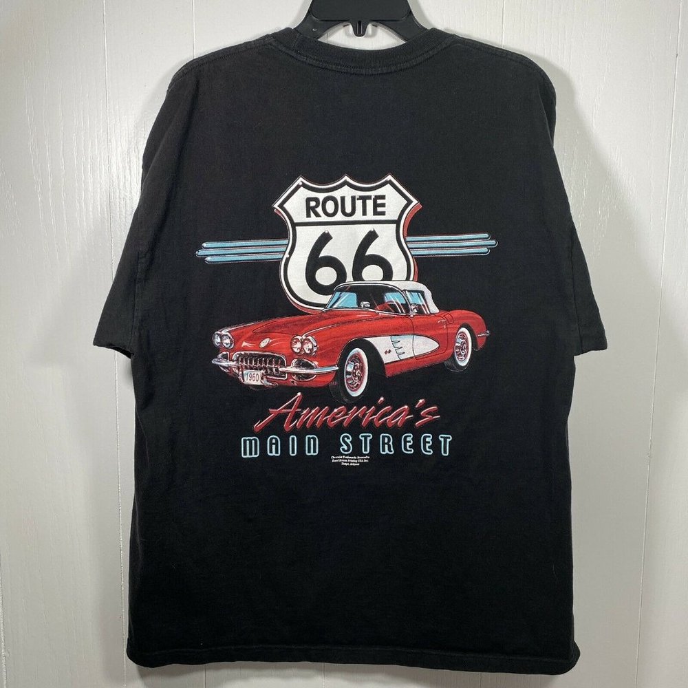Vintage Route 66 Main Street America Corvette Shirt Size XL Made In USA